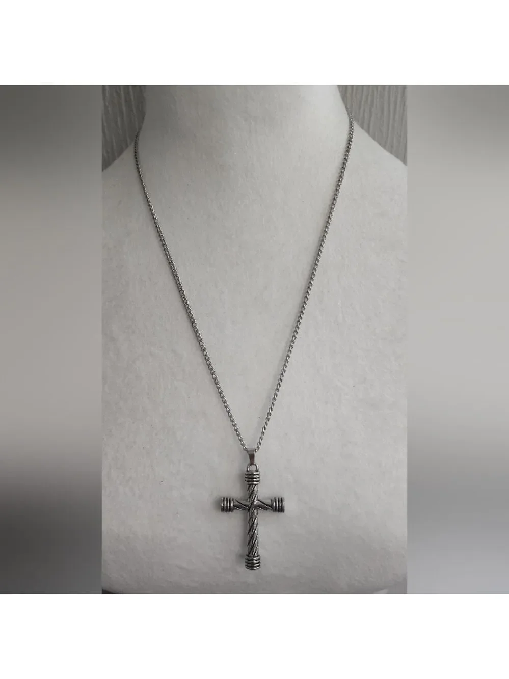 Silvertone Cross Pendant Necklace